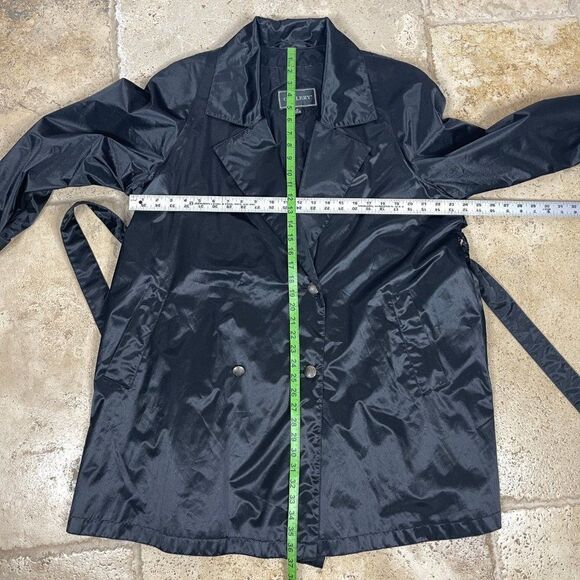 Gallery Black Rain Slicker/Trench Coat Size Medium - Picture 7 of 7